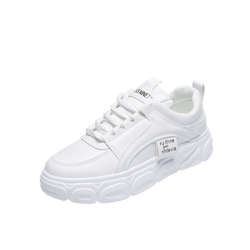 Little white shoes female 2021 spring new heightening student running board shoes female breathable lace