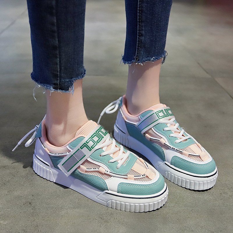 Breathable white shoes women 2021 summer new student running shoes women street casual flat shoes - Click Image to Close