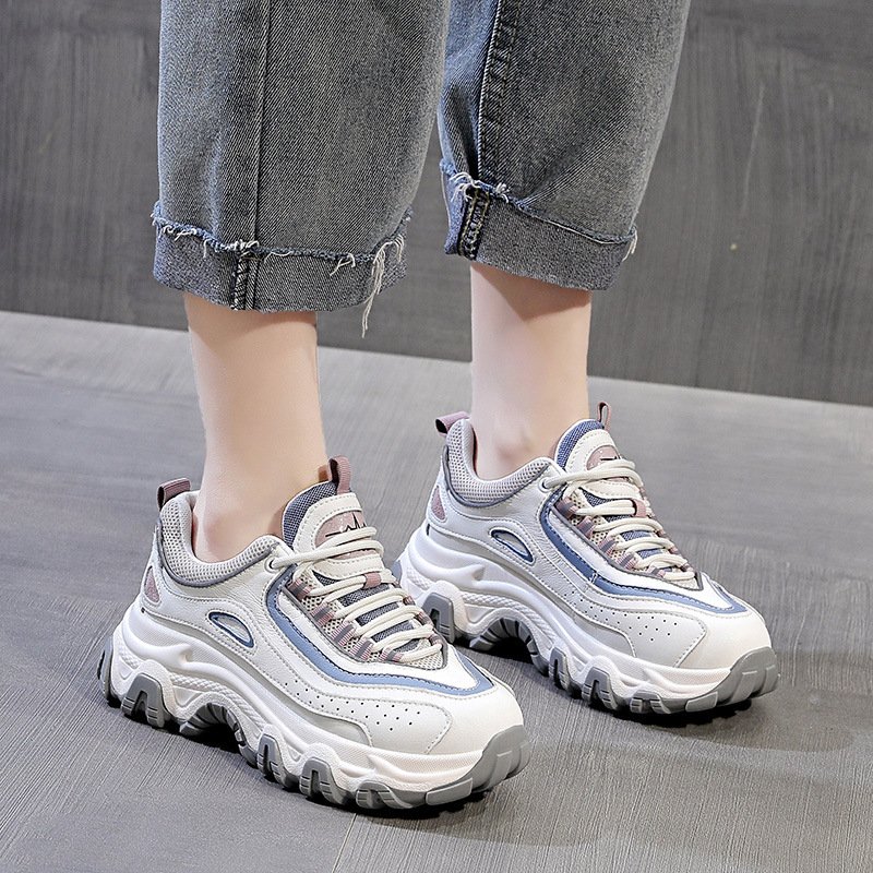 Plus velvet women's 2021 autumn and winter new women's shoes luminous color matching breathable thick-soled increased sports casual shoes women