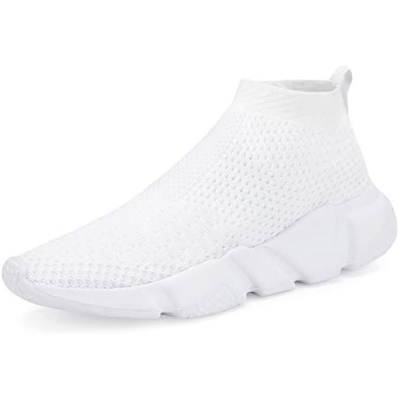 Voiv Womens Walking Shoes Mens Slip-on Sneakers Breathable Lightweight Athletic Running Shoes White