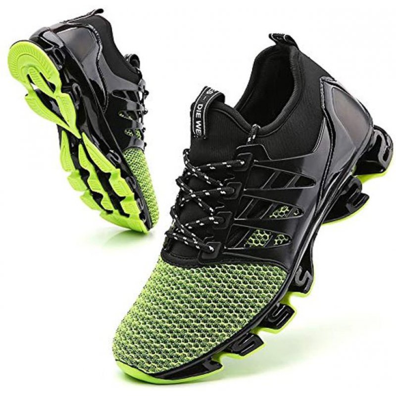 TSIODFO Sport Running Shoes for Mens Mesh Breathable Trail Runners Fashion Sneakers 8066 Green - Click Image to Close