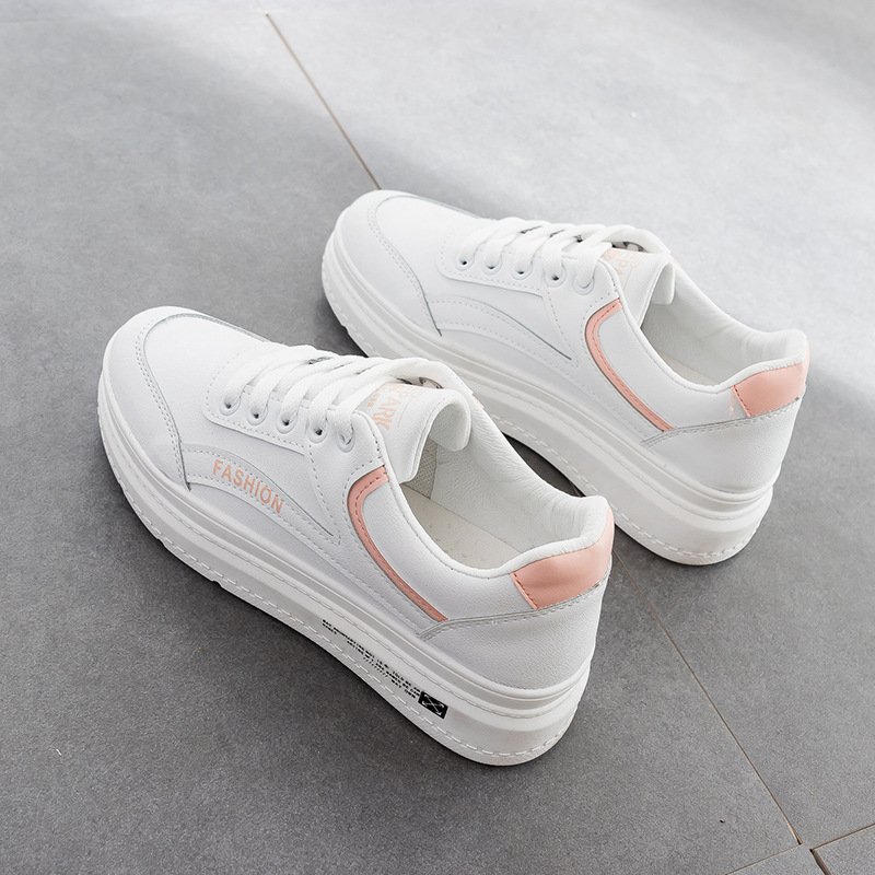 2021 spring new breathable white shoes female basic student running board shoes thick bottom increased women's shoes leisure