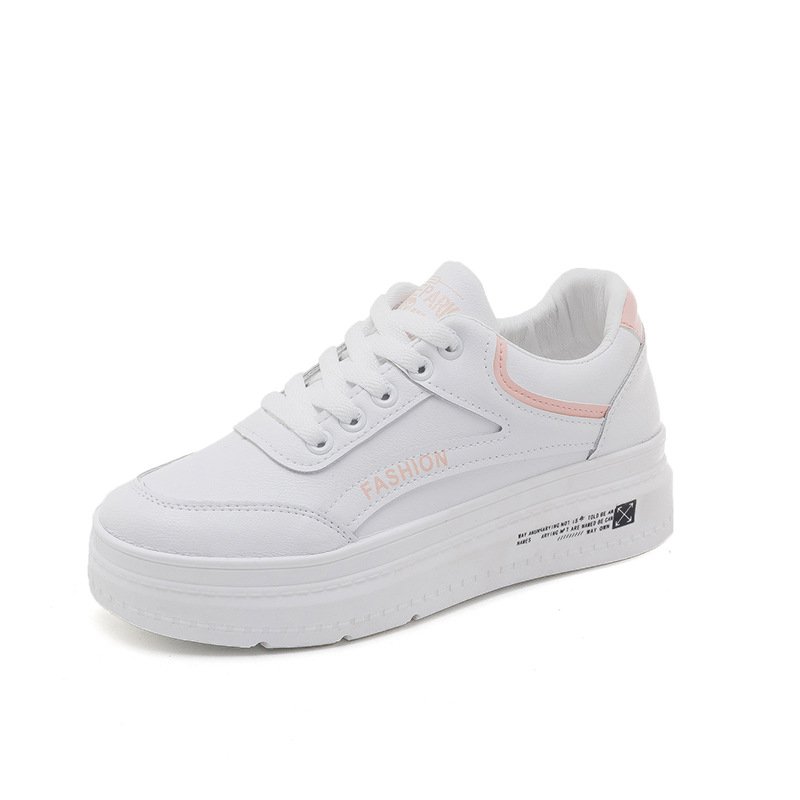 2021 spring new breathable white shoes female basic student running board shoes thick bottom increased women's shoes leisure