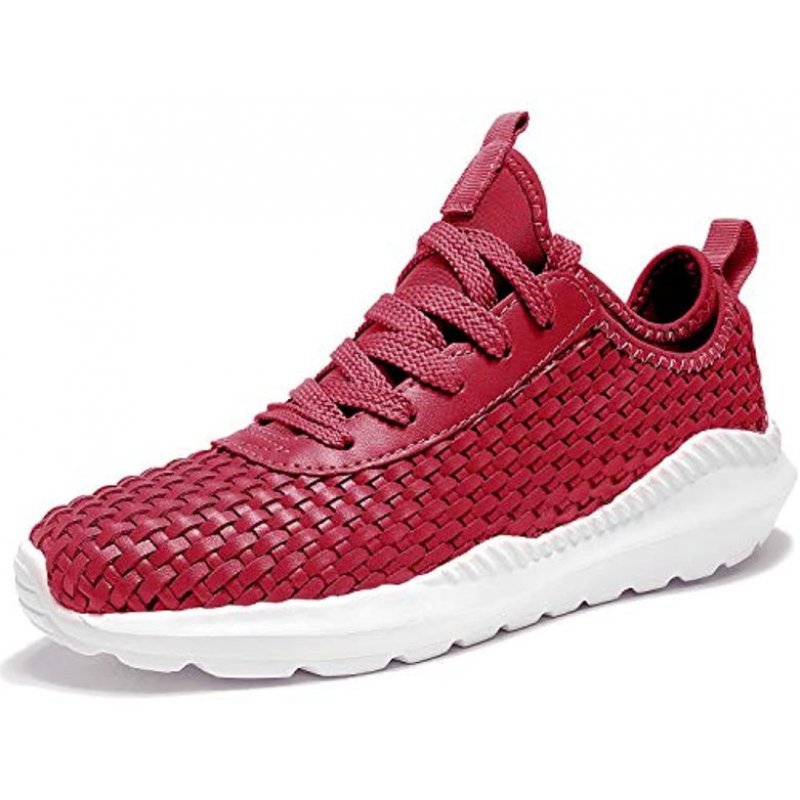 TIAMOU Walking Men and Women Running Shoes Sports Woven Slip Sneakers Casual Basketball Fashion Outdoor Movement Leisure Shoe Red