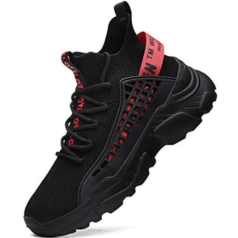 FZUU Mens Athletic Running Walking Shoes Non Slip Fashion Sneakers Black - Click Image to Close