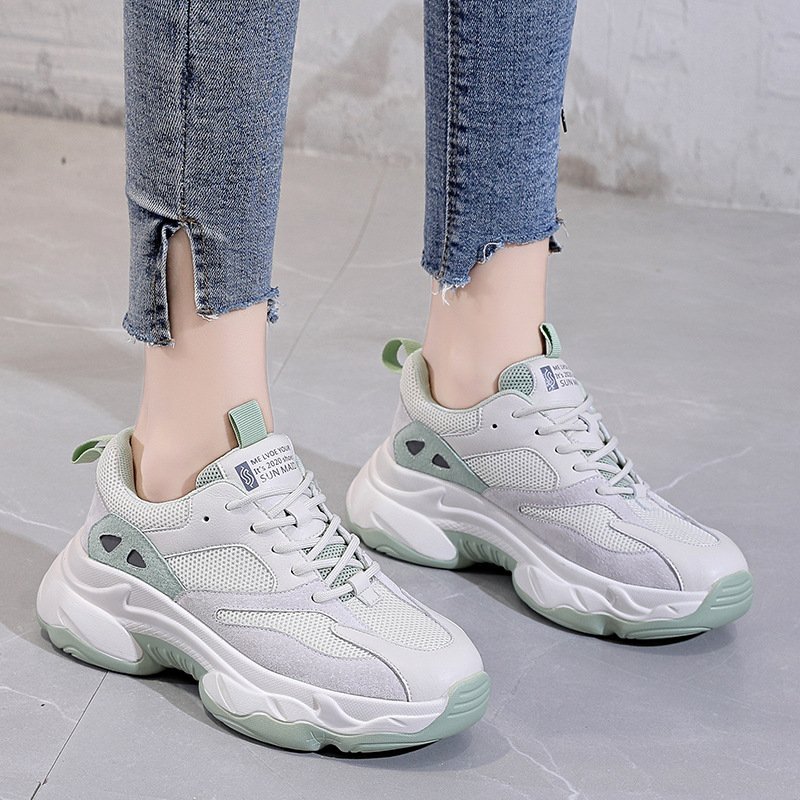 2021 women's spring new women's shoes tide thick-soled increased sports casual shoes