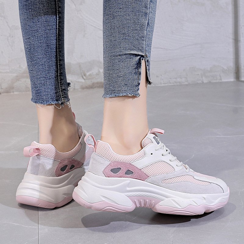 2021 women's spring new women's shoes tide thick-soled increased sports casual shoes