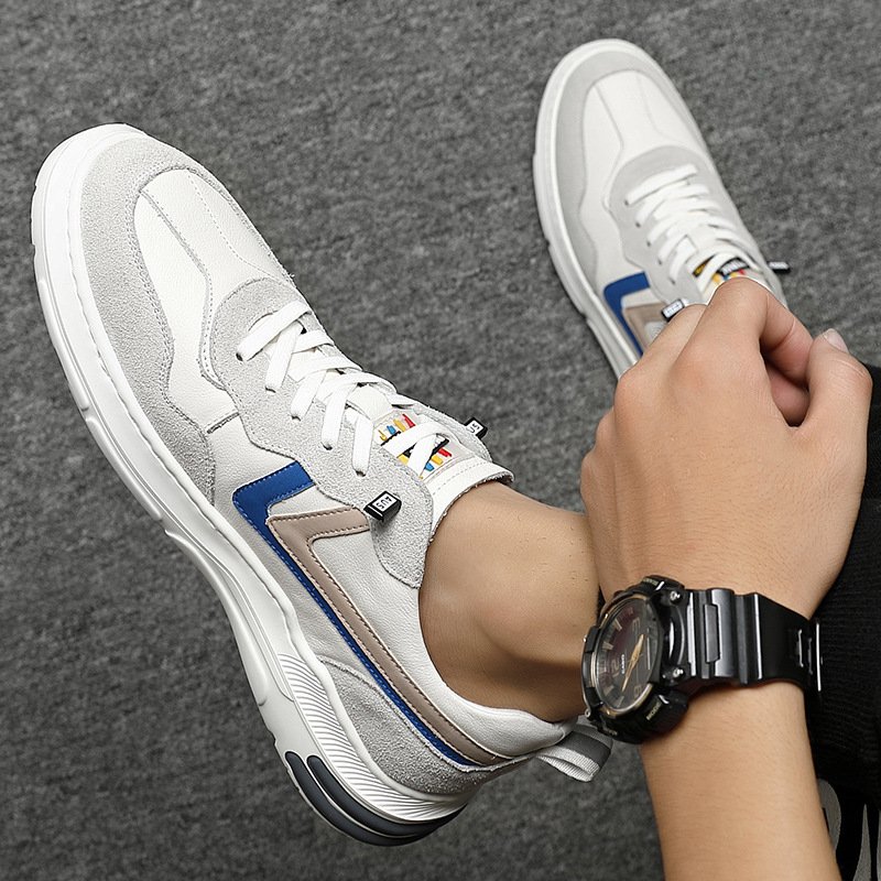 Casual men's shoes sneakers leather white shoes men 2021 new autumn trend breathable sports shoes trendy shoes men