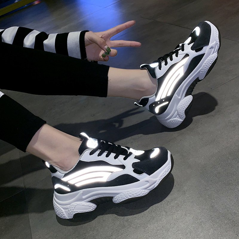 Reflective female 2021 spring new breathable sports shoes female students running shoes casual shoes - Click Image to Close